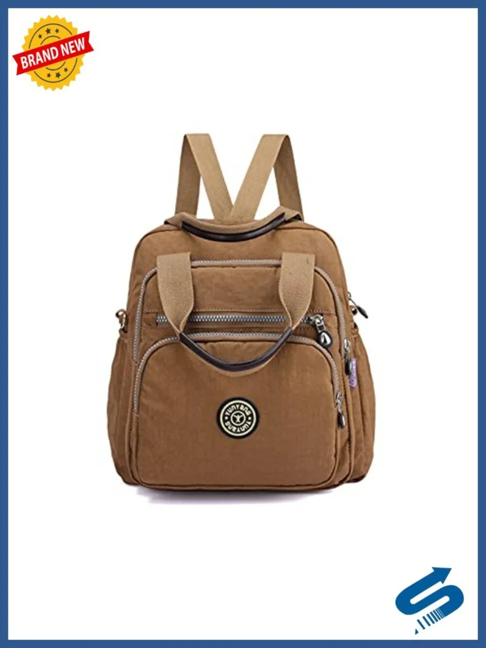 Women's Nylon Backpack Crossbody Shoulder Bag Travel Daypack